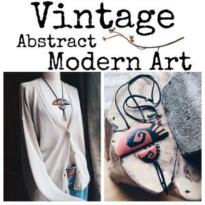 Necklace Vintage Modern Art